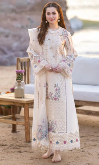 SR-QL2605 Lawn Unstitched Embroidered 3pc Suit With Organza Embroidered Dupatta