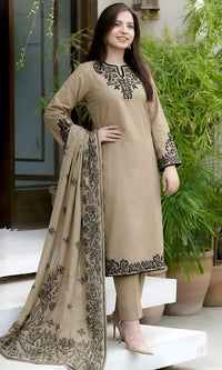 SR-SPL746 Unstitched Embroidered Lawn Suit 3pc With Digital Printed Monar Dupatta
