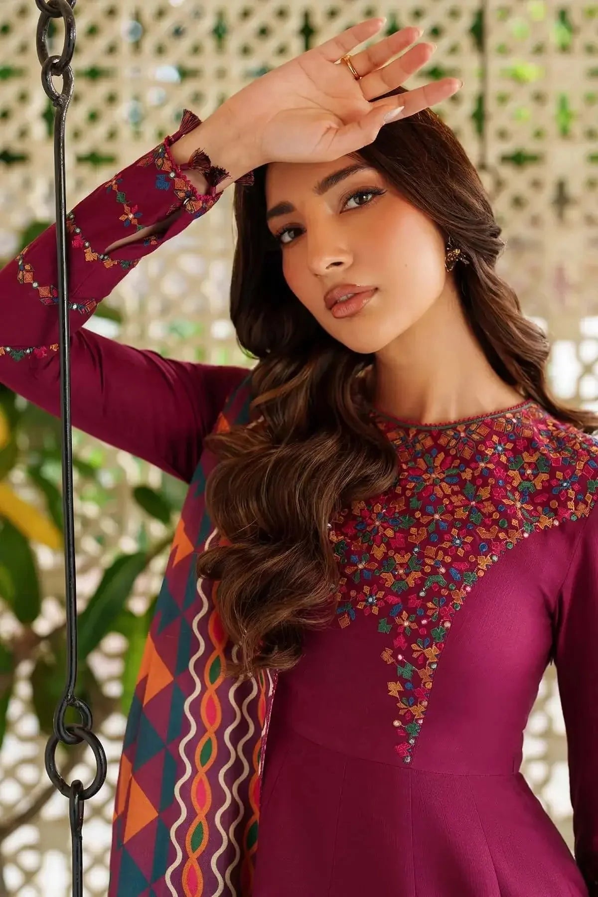 3 Piece - Unstitched Embroidered Dhanak Fabric