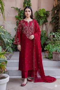 SR-BT2700 Unstitched Fully Embroidered Lawn Suit With Embroidered Bamber Chiffon Dupatta