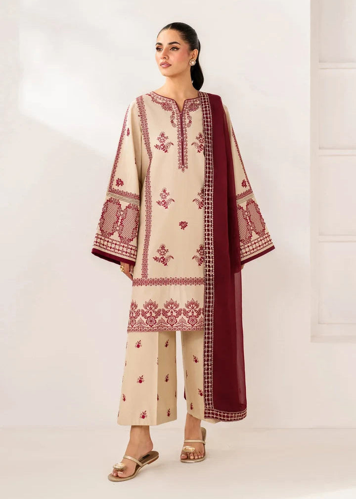 BQ-2950 Unstitched Heavy Embroidered Dhanak Suit With Embroidered Dhanak Shawl