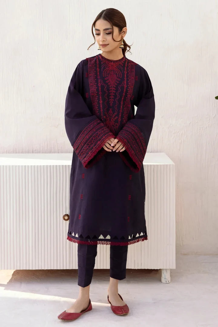 JZ-2910 Unstitched Embroidered Dhanak Suit With Plain Dhanak Shawl