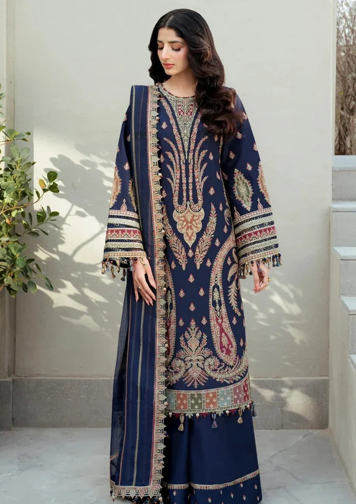 JZ-2990 Unstitched Heavy Embroidered Dhanak Suit With Dhanak Embroidered Shawl