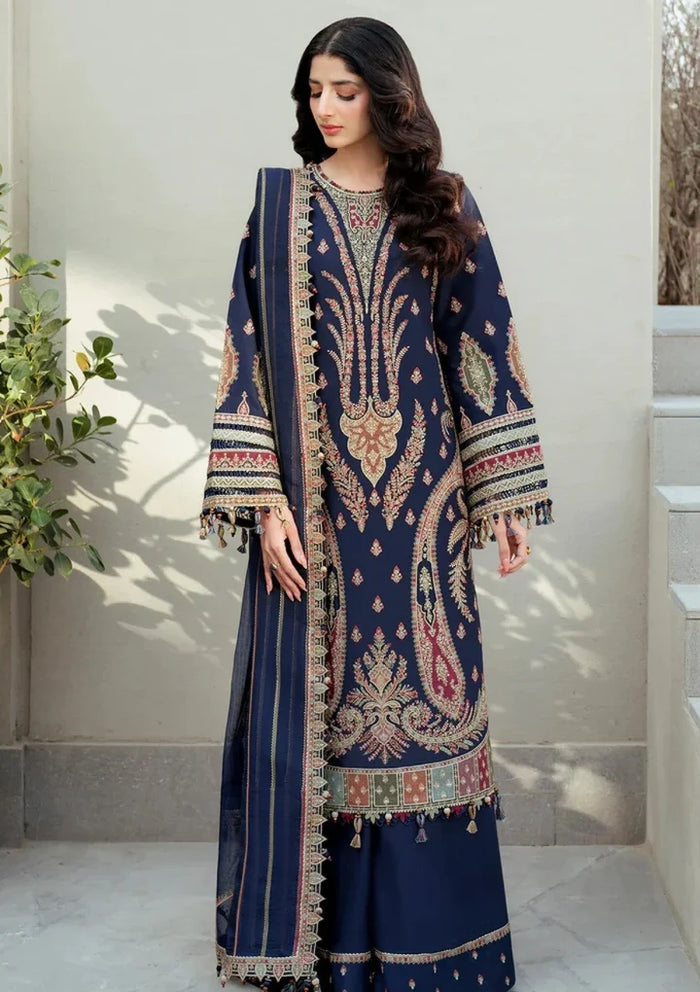 JZ-2990 Unstitched Heavy Embroidered Dhanak Suit With Dhanak Embroidered Shawl