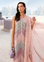 MB-2805A Lawn Unstitched Chicken Kari Embroidered Suit With Printed Organza Dupatta