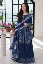 QL-2815 Lawn Unstitched Embroidered Suit With Embroidered Chiffon Dupatta
