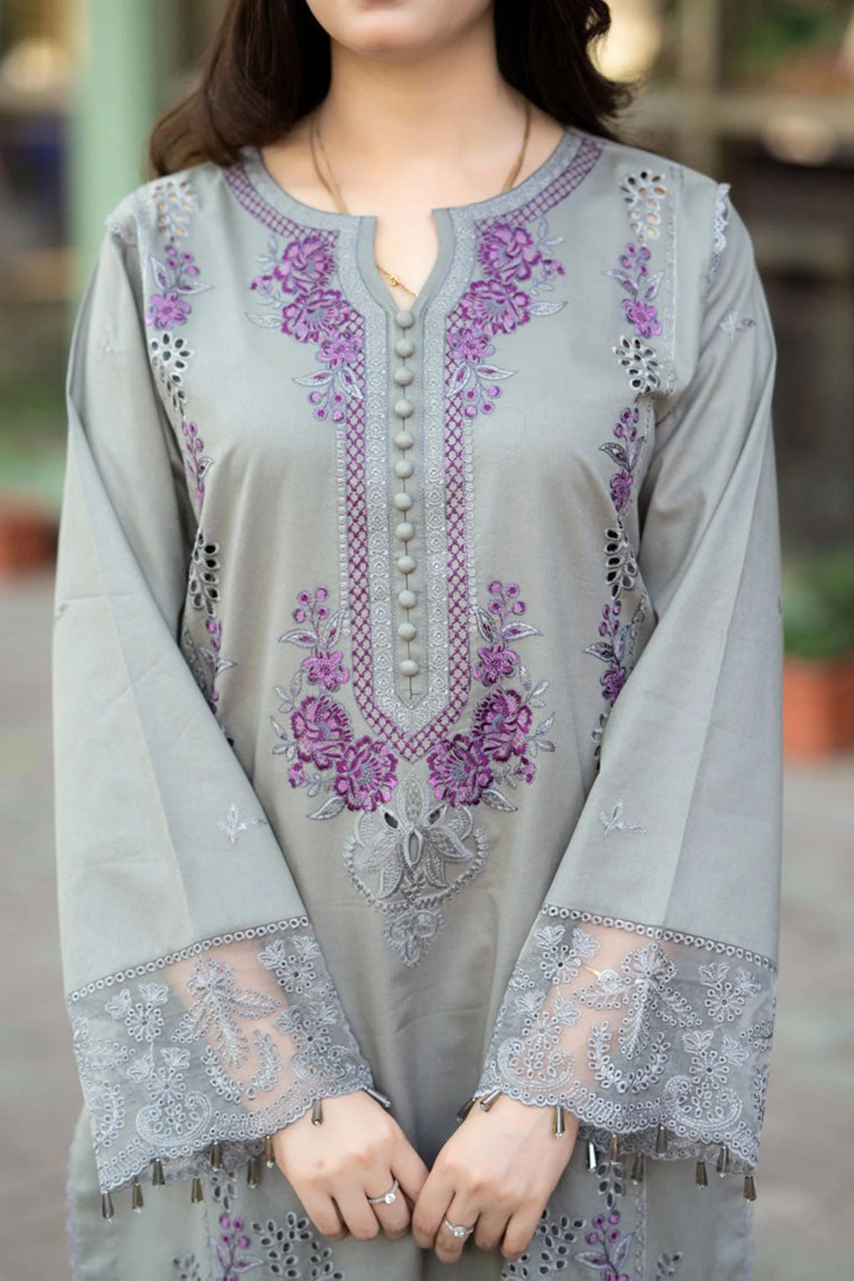 3 Piece - Unstitched Fully Embroidered Dhanak Fabric MS-170