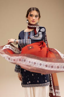 SR-RR610 Unstitched Fully Embroidered Lawn Suit With Digital Printed Monar Dupatta