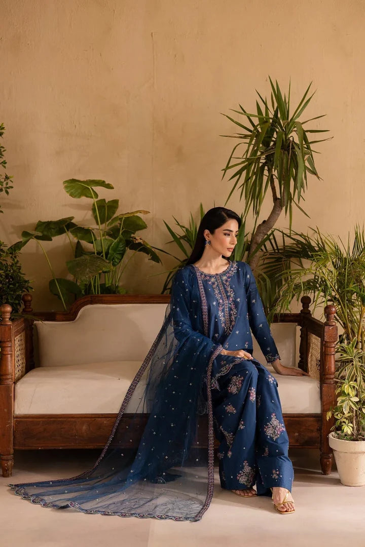 BT-2940 Unstitched Heavy Embroidered Dhanak Suit With Embroidered Chiffon Dupatta)