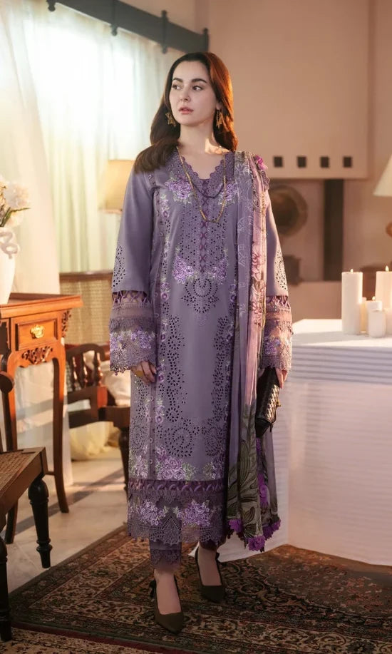 JD-2680 Unstitched Fully Embroidered Dhanak Suit With Printed Shawl