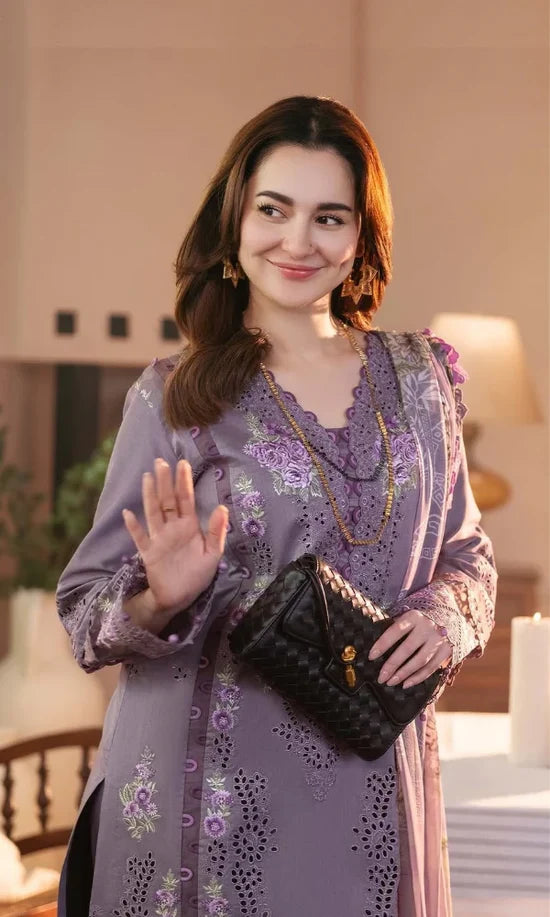 JD-2680 Unstitched Fully Embroidered Dhanak Suit With Printed Shawl