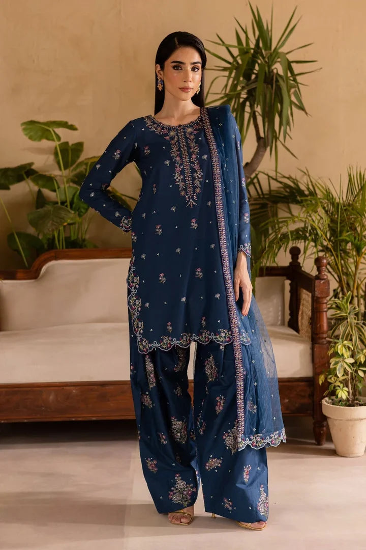 BT-2940 Unstitched Heavy Embroidered Dhanak Suit With Embroidered Chiffon Dupatta)
