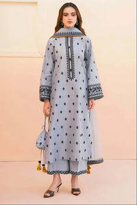SR-AS2775 Unstitched Embroidered Lawn 3pc Suit With Organza Embroidered Dupatta