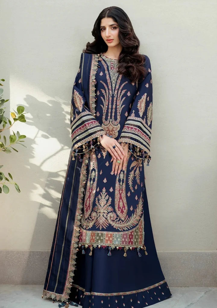 JZ-2990 Unstitched Heavy Embroidered Dhanak Suit With Dhanak Embroidered Shawl