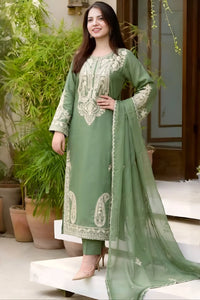 SR-MR2740 Unstitched Embroidered Lawn Suit 3pc With Organza Embroidered Dupatta