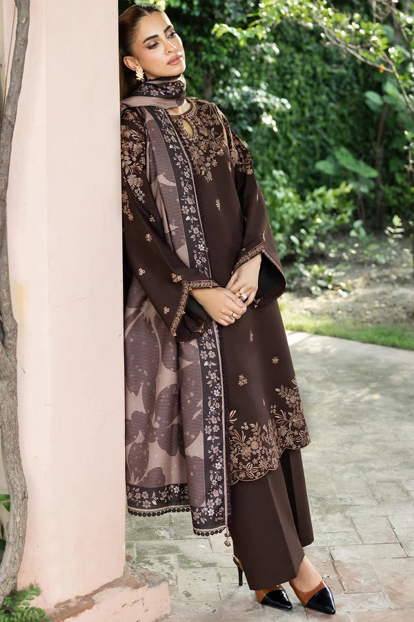 3 Piece - Unstitched Fully Embroidered Dhanak Fabric BQ-140