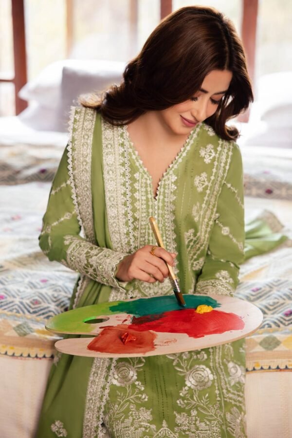 ZL-2525 Unstitched Fully Embroided Lawn Suit With Lawn Embroidered Dupatta