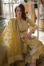 SB-62 Sequence Embroidered Unstitched Lawn 3pc Suit With Sequence Embroidered Organza Dupatta