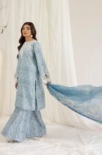 MB-442 Unstitched Digital Printed Lawn Suit 3pc With Digital Printed Voil Dupatta & Embroidered Patches