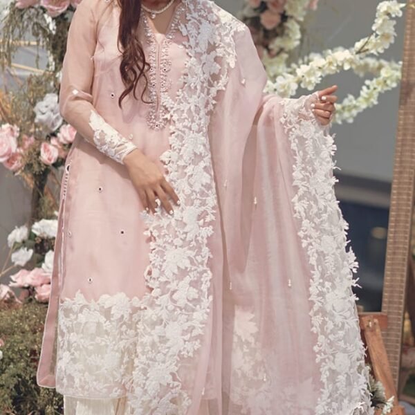 ZS-90 Unstitched Lawn Embroided 3pc With Organza Embroidered Dupatta
