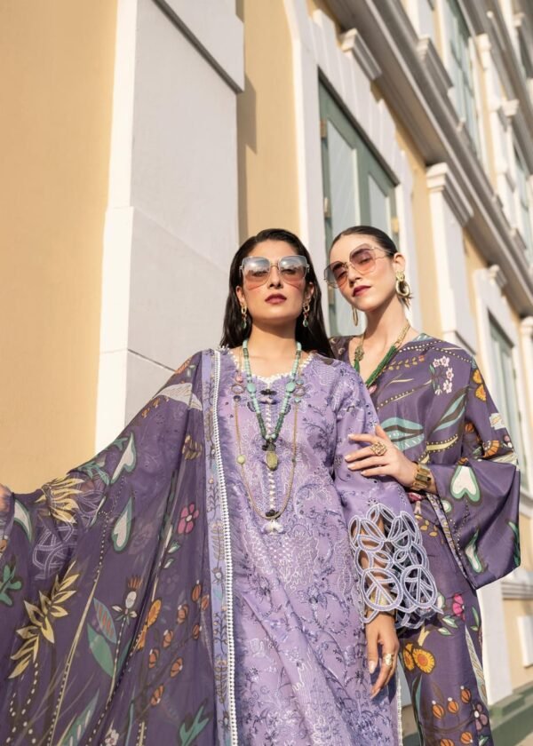 MS-04 Lawn stuff 3 Piece fully Embroidered Suit with Silk Printed Dupatta