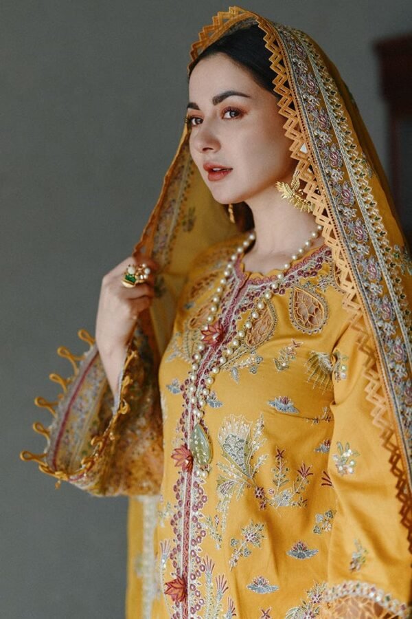 SP-2510 Unstitched Fully Embroided Lawn Suit With Organza Embroidered Dupatta