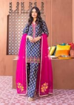 MB 112 Digital Printed Lawn 3pc Suit With Digital Printed Poly Lawn Dupatta & Embroidered Patches