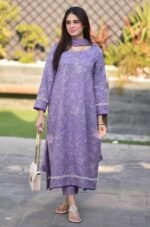 BR-2575 Unstitched Embroidered Lawn Suit 3pc With Bamber Chiffon Embroidered Dupatta