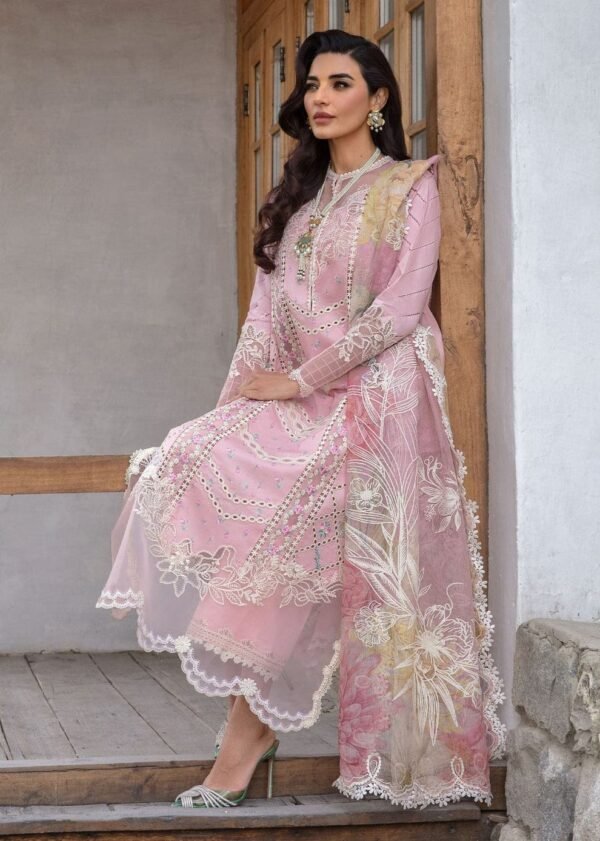CM-2600 Lawn Unstitched 3pc Embroidered Suit With Embroidered Poly Lawn Dupatta