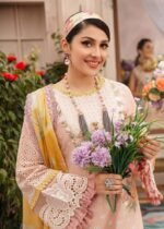 MS-22 Embroidered Unstitched 3Pc Chikenkari Lawn Suit With Silk Printed Dupatta