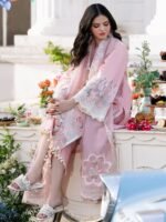 BL-2585 Lawn Unstitched Embroidered 3pc Suit With Organza Embroidered Dupatta