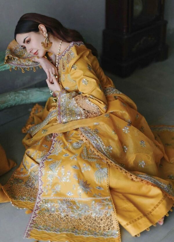 SP-2510 Unstitched Fully Embroided Lawn Suit With Organza Embroidered Dupatta