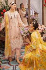 MS-22 Embroidered Unstitched 3Pc Chikenkari Lawn Suit With Silk Printed Dupatta