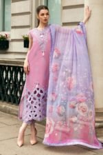 MS-2570B Unstitched Embroidered Lawn 3pc Suit With Cotton Lawn Printed Dupatta