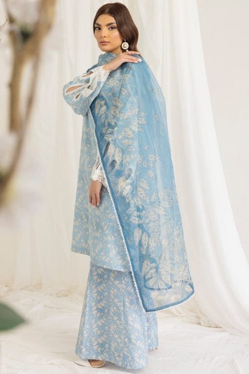 MB-442 Unstitched Digital Printed Lawn Suit 3pc With Digital Printed Voil Dupatta & Embroidered Patches