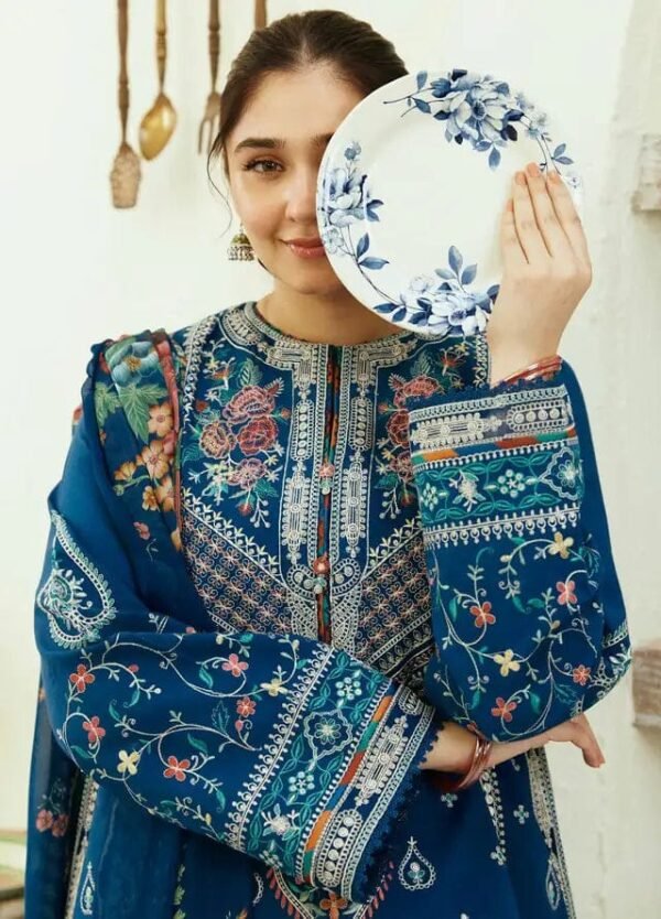 ZS-50 Unstitched Fully Embroided Lawn Suit With Cotton Lawn Digital Printed Dupatta