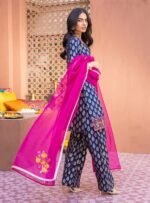 MB 112 Digital Printed Lawn 3pc Suit With Digital Printed Poly Lawn Dupatta & Embroidered Patches