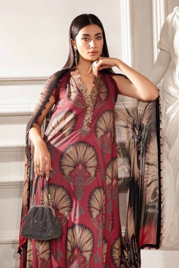 MB-444 Digital Printed Unstitched Lawn Suit 3pc With Lawn Digital Printed Dupatta
