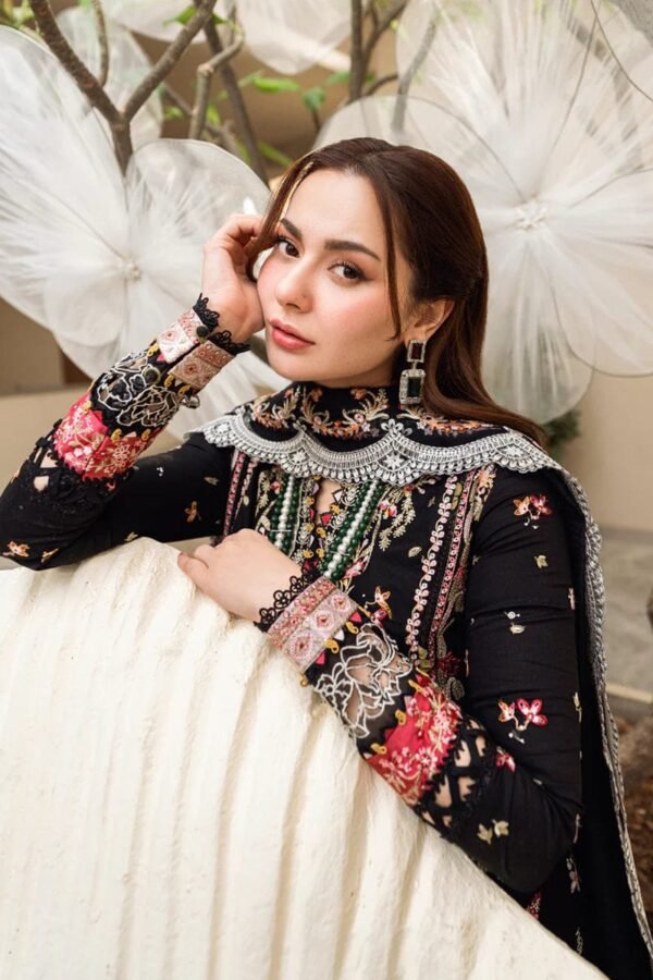 QL-2655 Lawn 3Pc Embroidered Suit with Bamber Chiffon Embroidered Dupatta
