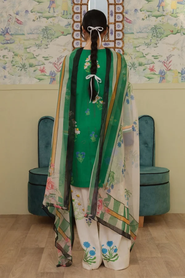 CO 498 Digital Printed 3Pc Unstitched Lawn Suit With Digital Printed Monar Dupatta