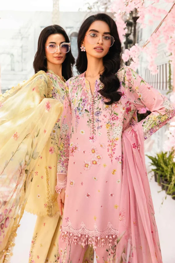 MB-512 B Digital Printed 3Pc Unstitched Lawn Suit With Digital Printed Chifoon Dupatta