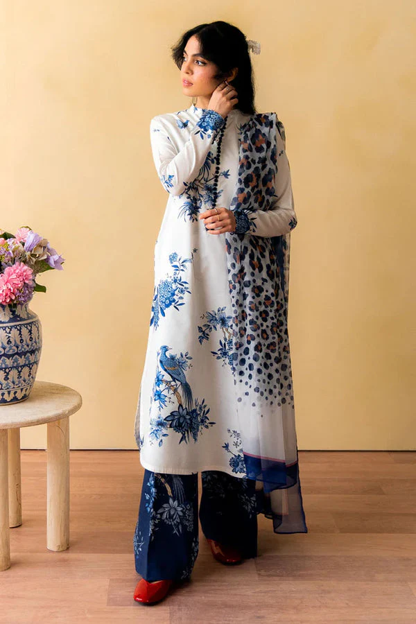 CO 488 Digital Printed 3Pc Unstitched Lawn Suit With Digital Printed Monar Dupatta