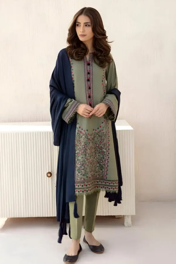 JZ710 Unstitched Fully Embroided Dhanak Suit With Dhanak Dupatta