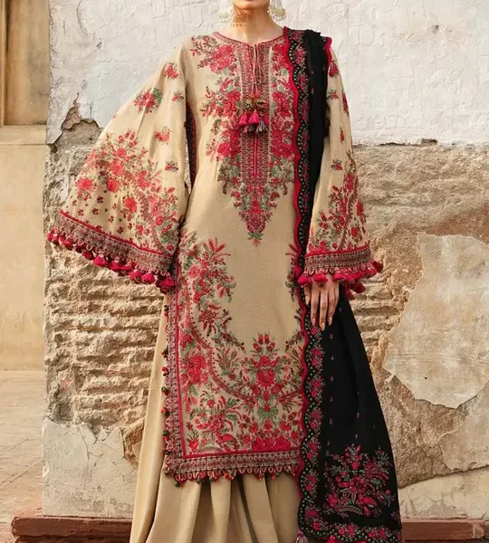 BR_690 Unstitched Heavy Embroidered Dhanak Suit Embroidered Dhanak Shawl