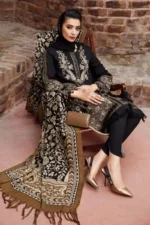 BR-2061 Dhanak Embroidered Suit With Digital Printed Wool Shawl