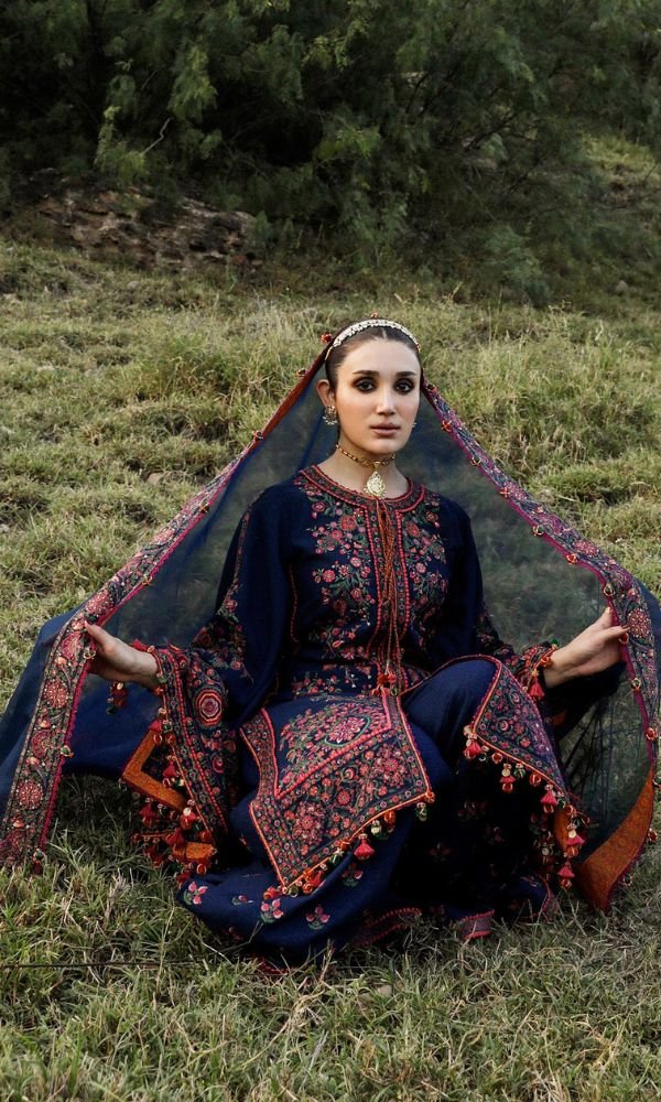 BR-653 Unstitched Heavy Embroidered Dhanak Suit With Embroidered Dhanak Shawl