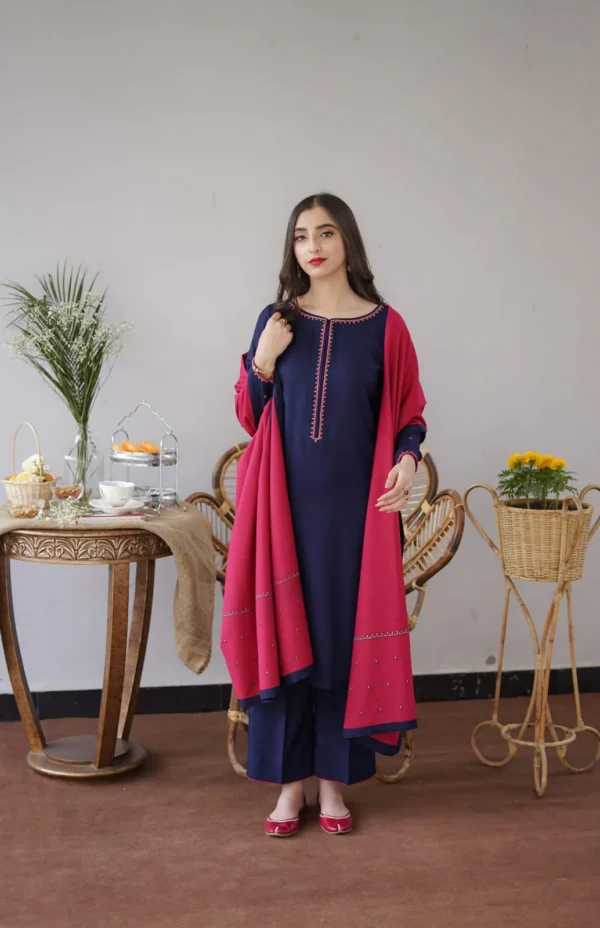 BR-1146 Unstitched Fully Embroided Dhanak Suit With Dhanak Dupatta