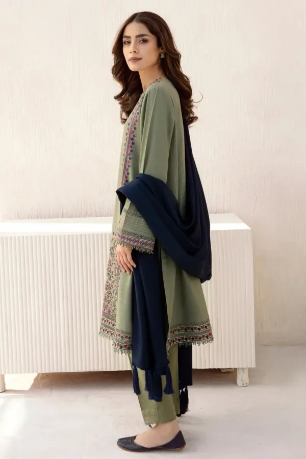 JZ710 Unstitched Fully Embroided Dhanak Suit With Dhanak Dupatta