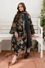 BK-02 Digital Printed Khaddar Suit 3pc with Khaddar Digital Printed Dupatta & Embroidered Patches
