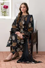 BK-02 Digital Printed Khaddar Suit 3pc with Khaddar Digital Printed Dupatta & Embroidered Patches